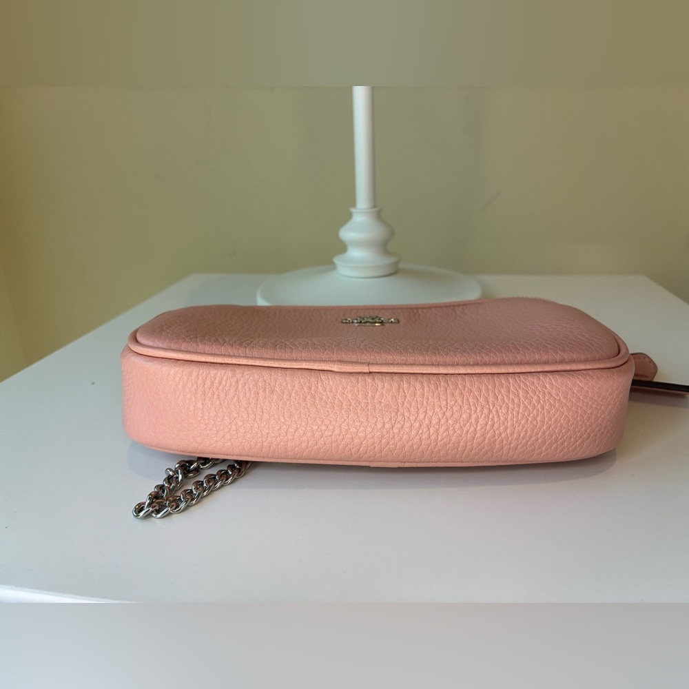 Coach Pebble Leather Crossbody Pouch Petal Pink with double zipper - Picture 5 of 5